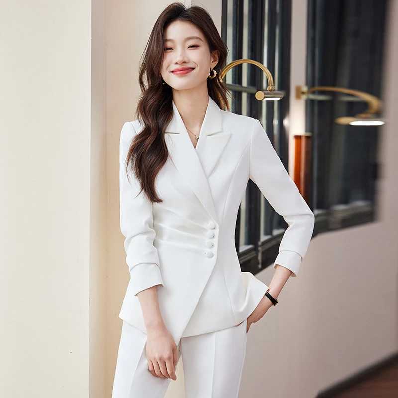 NAVIU Grn Casual Commuting Office Pants Set New Fashion Elegant Long Slve Single Button Slim Women Two Piece Blazer and Pant X250704