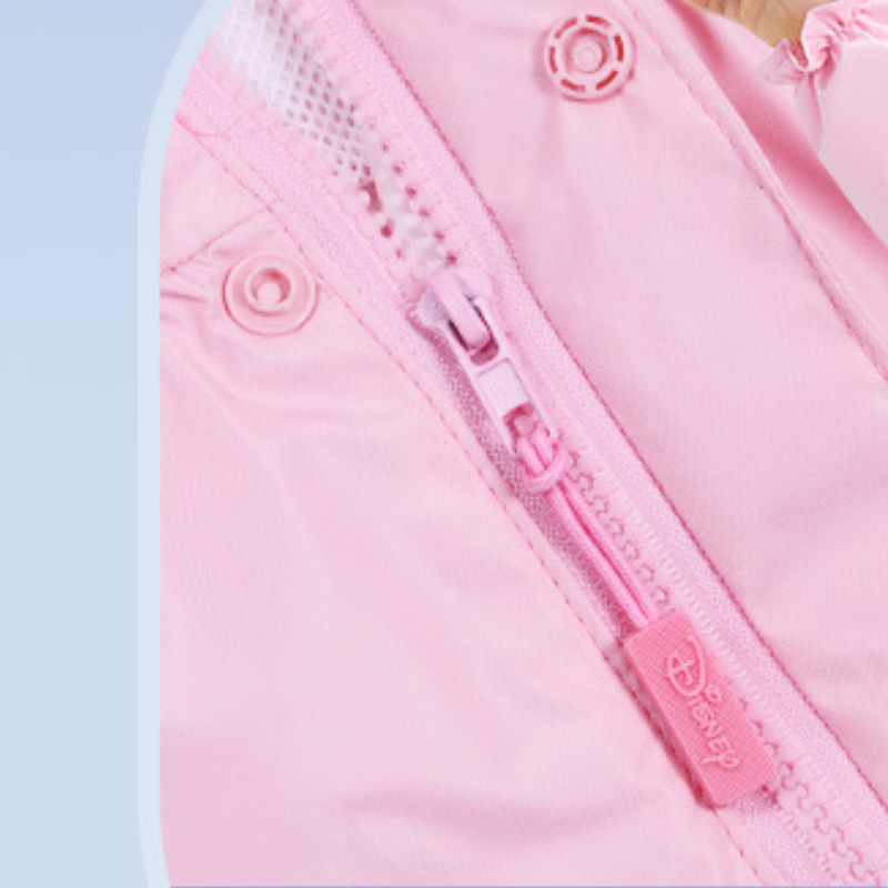 Disney new PU gel children's raincoat lace puffy skirt raincoat princess lace design girl toddler baby princess zipper cloth raincoat waterproof 