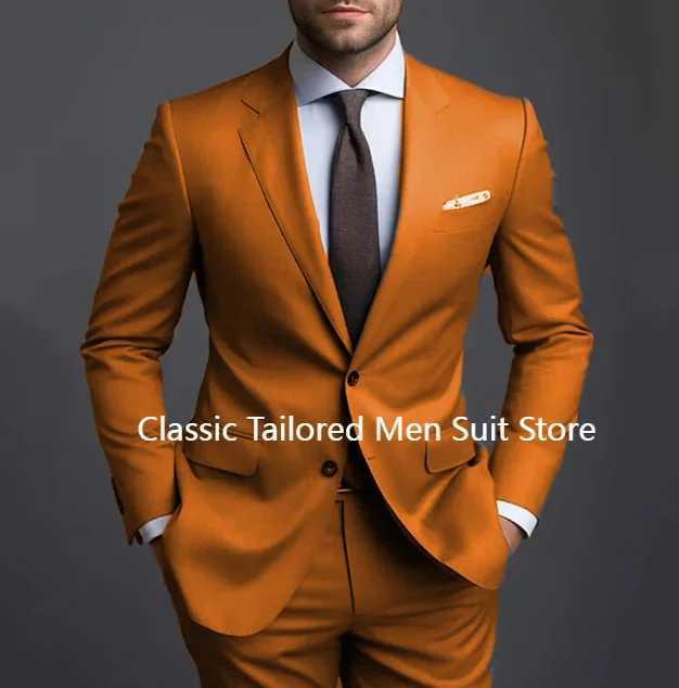 Gray Men Suits Formal Business Notched Lapel Groom Wedding Suits For Men 2 Pieces Slim Fit Tuxedos Blazer Pants Mens Suits X250704