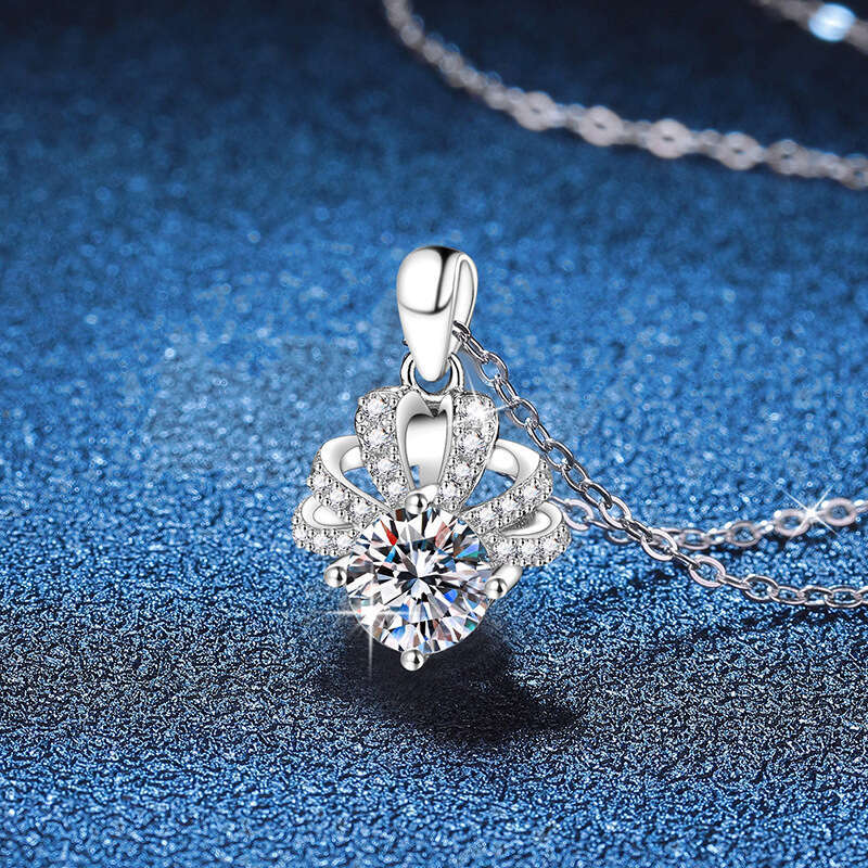 S925 Pure S925ier Pendant Brilliant Crown 1 caratS925 D Color MoiS925S925anite Necklace ffd