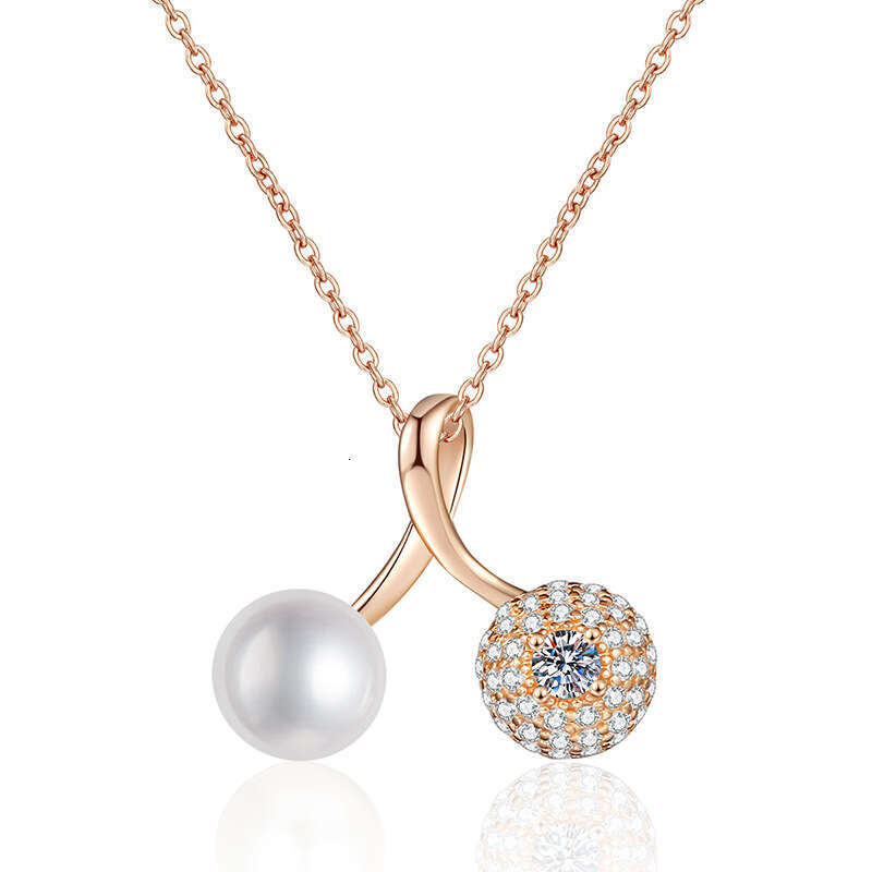 Natural FreS925hwater Pearl with S925terling S925ier Pendant S925weet Cherry 10mm MoiS925S925anite Necklace for Women c71