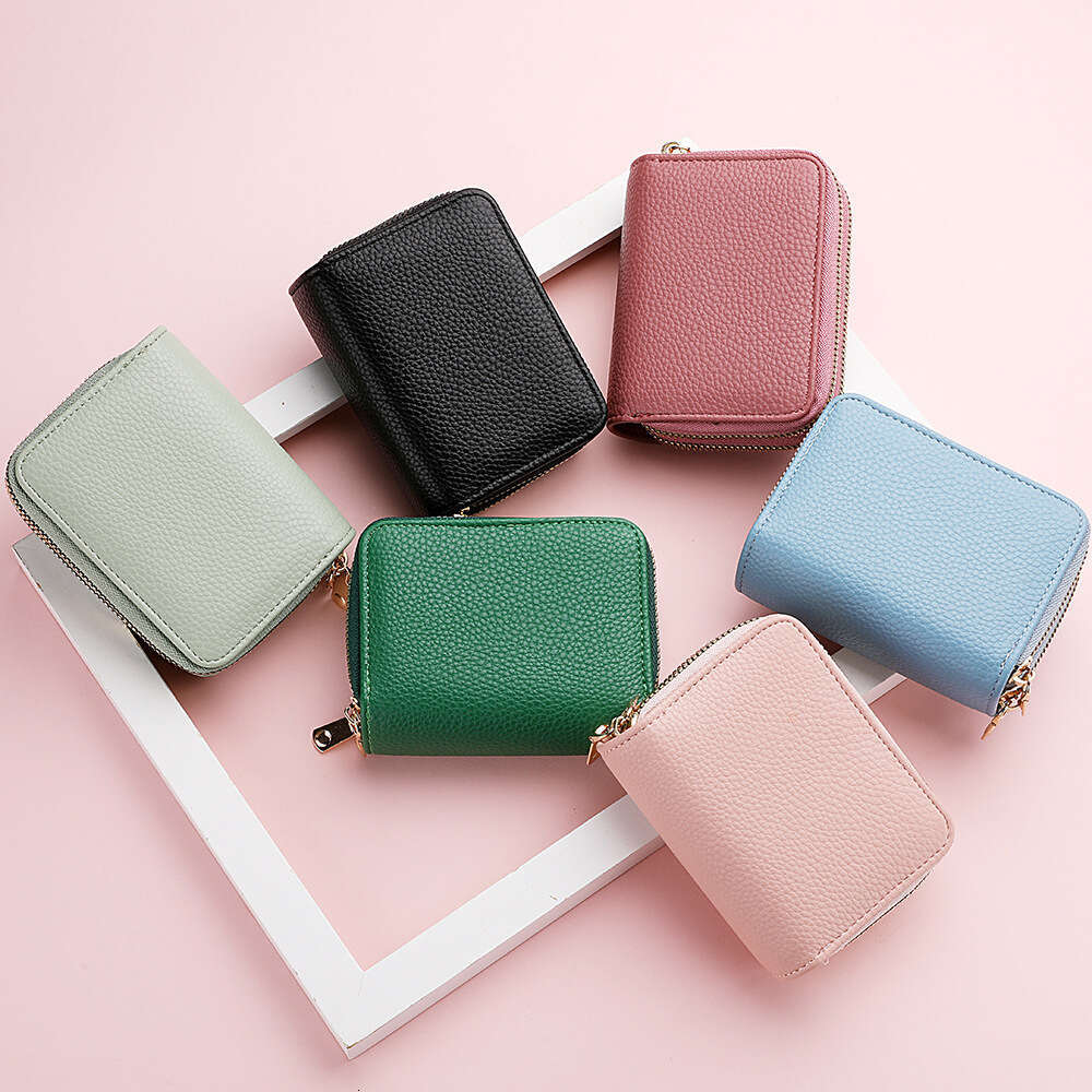 New Women's Short Double Zipper Accordion Card Holder Large Capacity Multi-Card Slot Multi-Function Compact Coin Purse