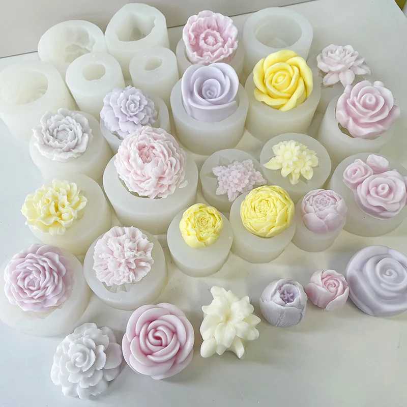 3D Candle Silicone Molds DIY Rose Flower Aromatherapy Candle Soap DIY Mold Tools Silicone Molds for Candles candle mold W250704