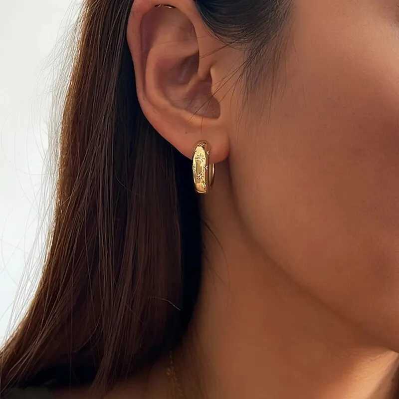 ics Stainless Steel Ear Buckle Earrings for Women Stainless Steel Gold Silver Color Large Hoop Earrings Jewelry Accessories Y250704
