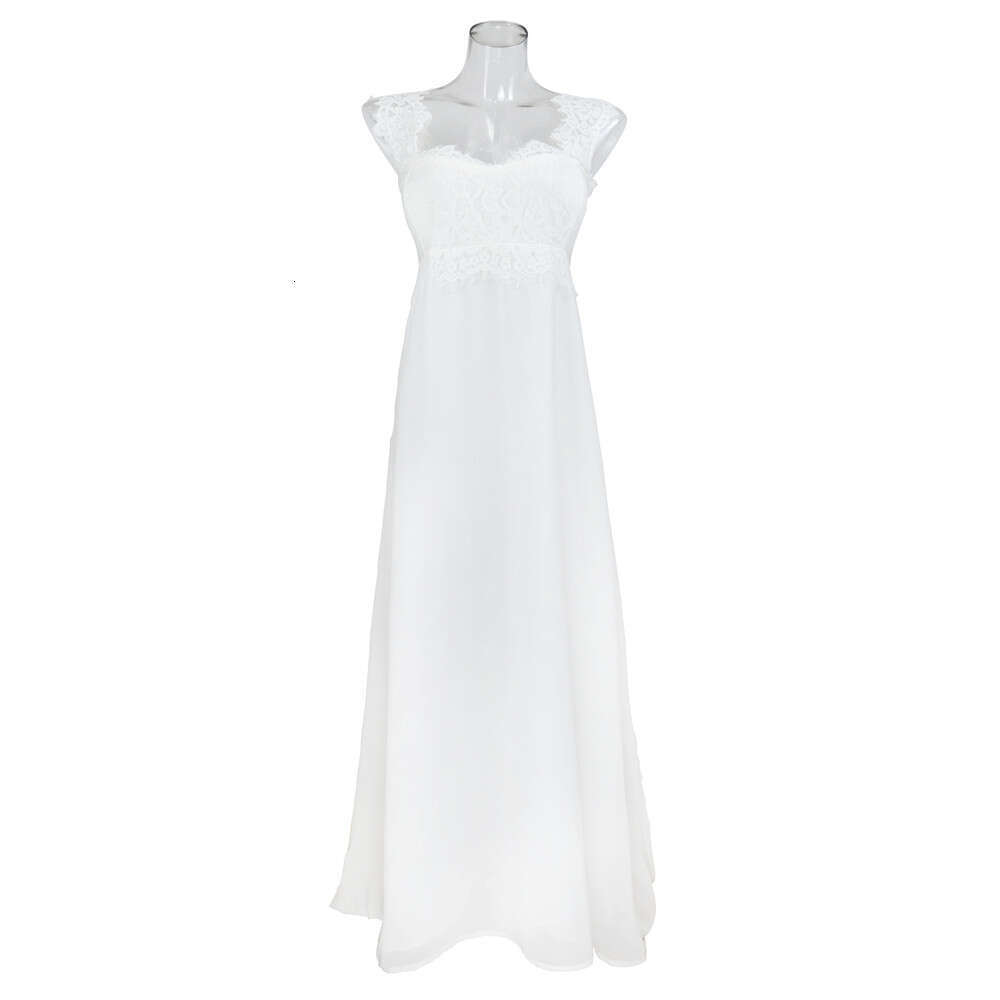 Hot-Selling European and American Sexy Lace Patchwork Floor-Length Hot Sale Gown Long Dress for Women 2025 New Casual Versatile Fashion Apparel