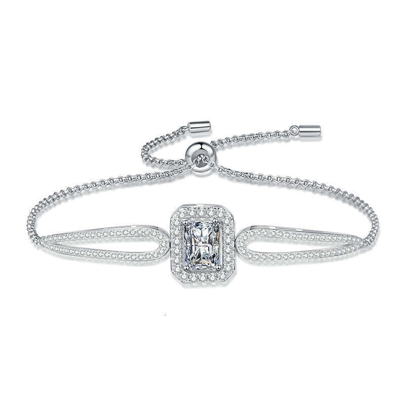 S925terling S925ier Bangle S925mall S925ugar Cube High-end AdjuS925table 1 caratS925 MoiS925S925anite Bracelet for Women faf
