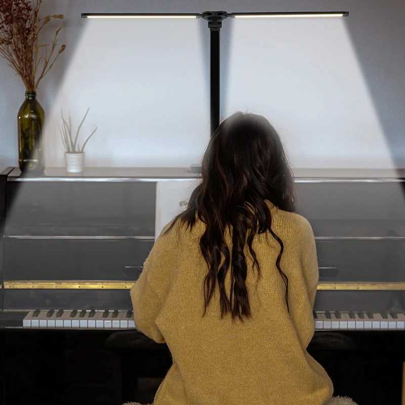 Double Head LED Desk Lamp Dual Swing-arm Table Lamp for Home Office 5 Color Modes and 5 Dimmable Modern Eye-Caring Piano Lamp XJ250703