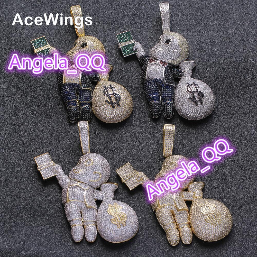 5 Color Large Size High Quality 925 silver Moissanite Stone Men Necklace Hip Hop Pendent Necklace Bling Iced Out