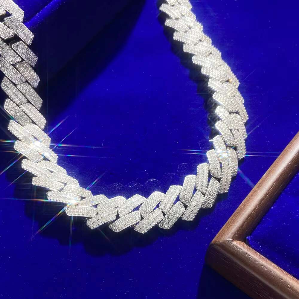 Cuban Zirconia Necklace White Gold Plated New Arrival Cuban Link Chain Jewelry Moissanite Custom Cuban Infinity Link Necklace