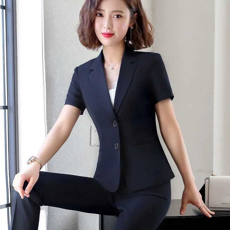 Naviu New Fashion Women Formal Suits Business Temperament Short Slve Slim Blazer and Trousers Office Ladies Work Wear X250704