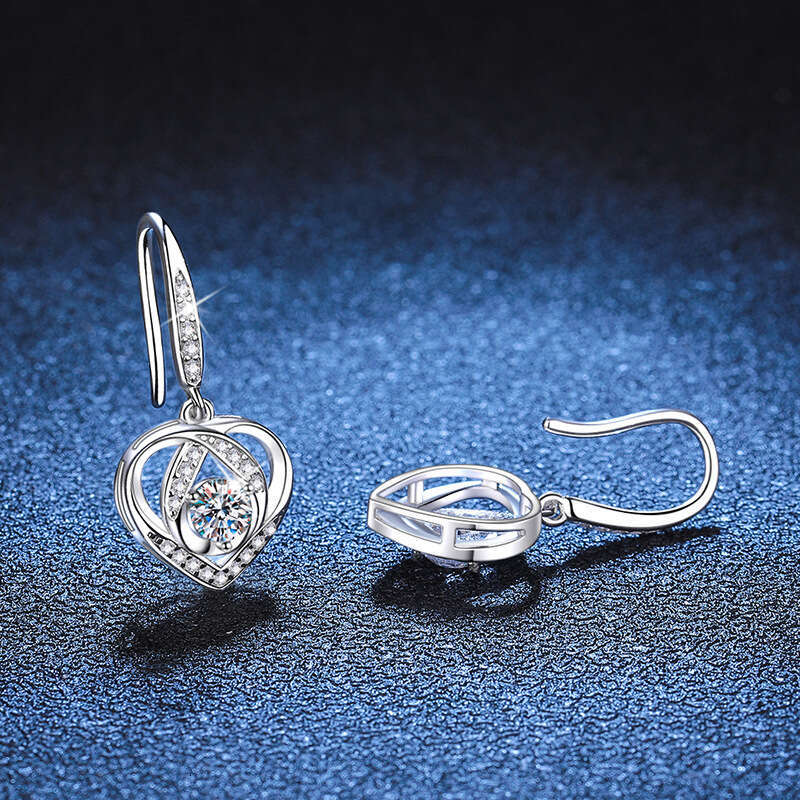 S925 S925terling S925ier EarringS925 Women Heart-S925haped Love Hook 0.6 caratS925 MoiS925S925anite Ear Jewelry 9a3