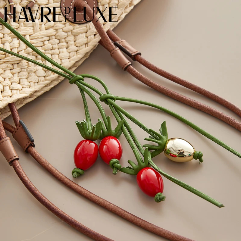 Cowhide tomato string bag charm exquisite pendant woman all-match cute backpack pendant bag accessories 250703