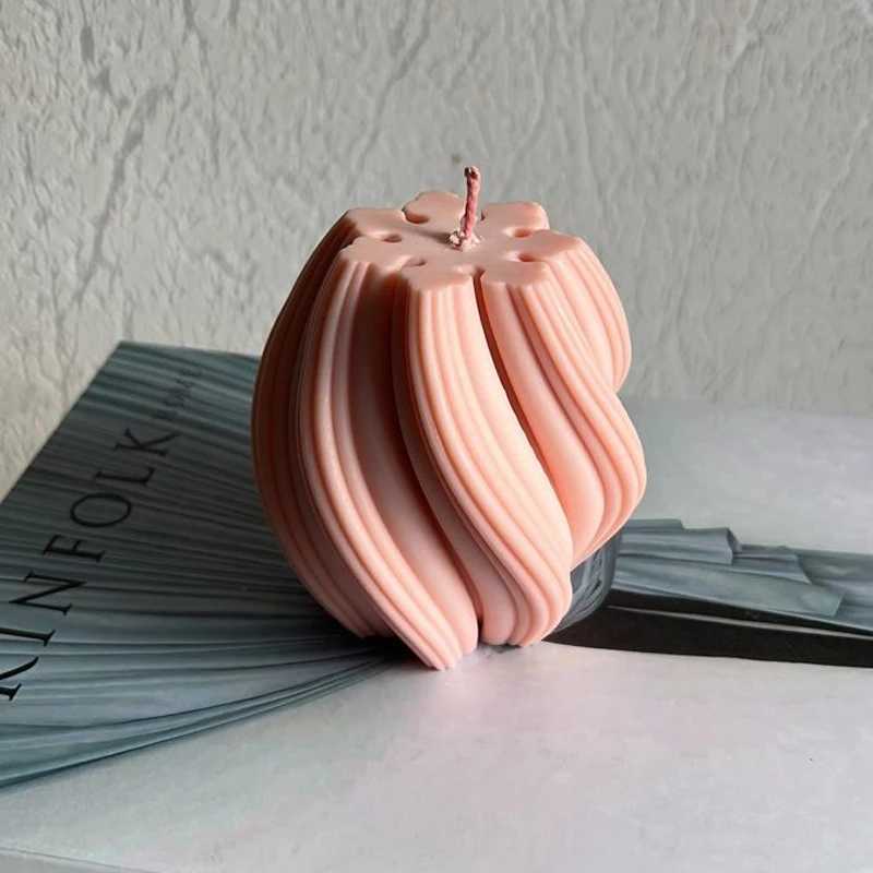 Geometric Wave Aromatherapy Candle Silicone Mold Twisted Spiral Abstract Craft Plaster Resin Mold Candle Making Supplies W250704