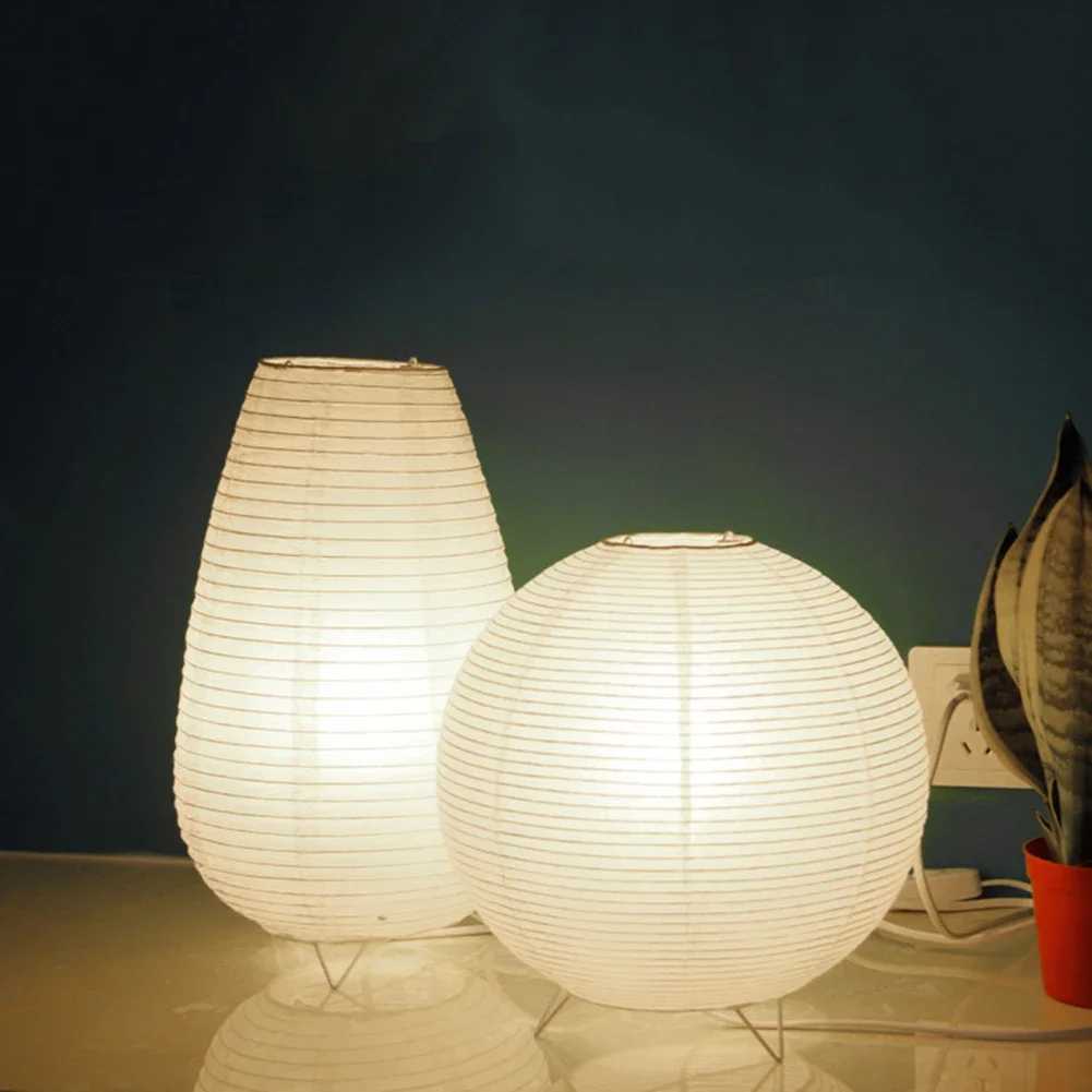 DIY Nordic Paper Lantern Table Lamps Japanese Style Modern Living Study Room Bedroom Bedside LED Night Lighting Home DecorationsXJ250703