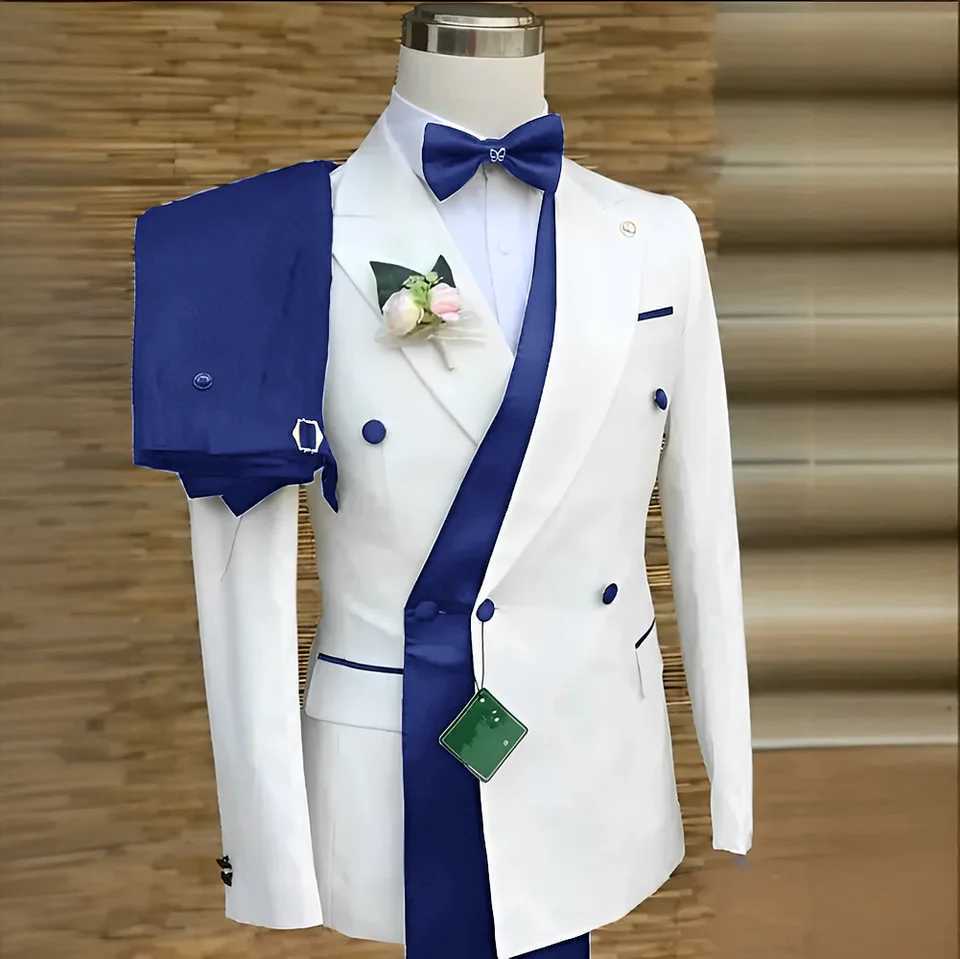 Bespoke Custom White Black Wedding Suit for Men New Design Slim Fit Groom Best Man Wedding Tuxedo Formal Prom Wear 2 Pieces Set X250704