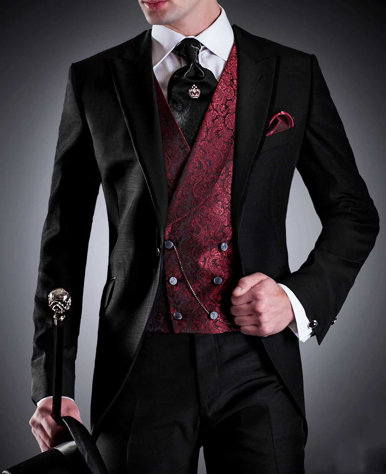 High Quality Black Mens Suits Slim Fit Formal Blazer Sets For Wedding Party Prom Custom New Arrival 3-Piece Jacket+Pants+Vest X250704