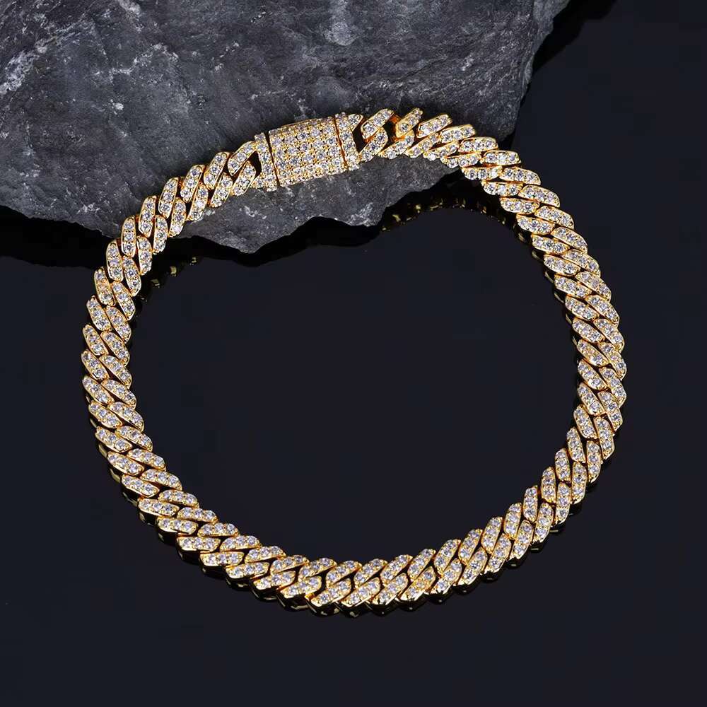 Factory Direct Sale 6MM Hip Hop Bracelet Cuban Chain Spring Buckle Single Row Zircon Cuban Bracelet for Men Jewelry