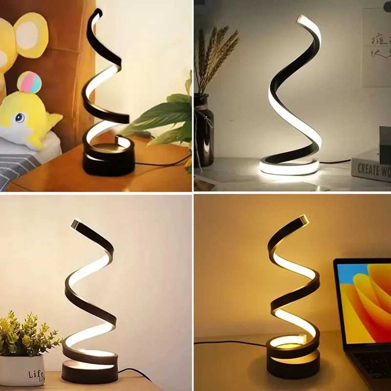LED Night Light Spiral Table Lamp Modern Bedside Lamps Dimmable Night Lamp for Office Living Room Bedroom Decoration Night Lights XJ250703
