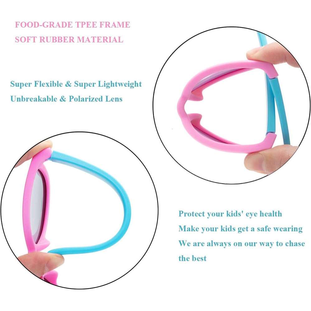 Polarized Sunglasses 3 Kids TPEE Rubber Flexible Frame 100% UV Protection Shades for Boys Girls Age 5-13 100%