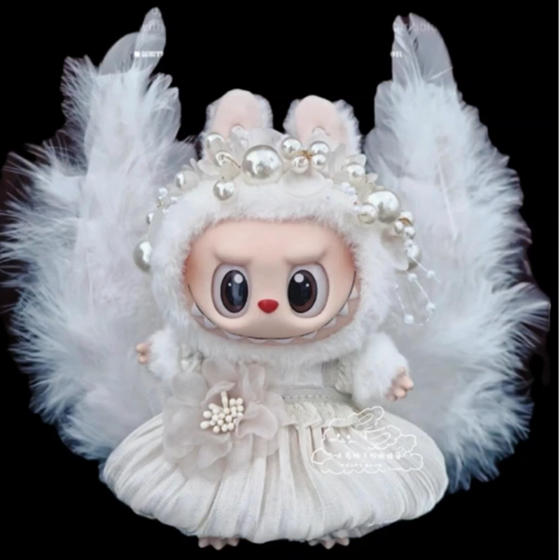 2026 new Labubu Ra ab 17 cm doll costume advanced design custom heartbeat Pearl hat gorgeous dress with wings WW 010 Designer