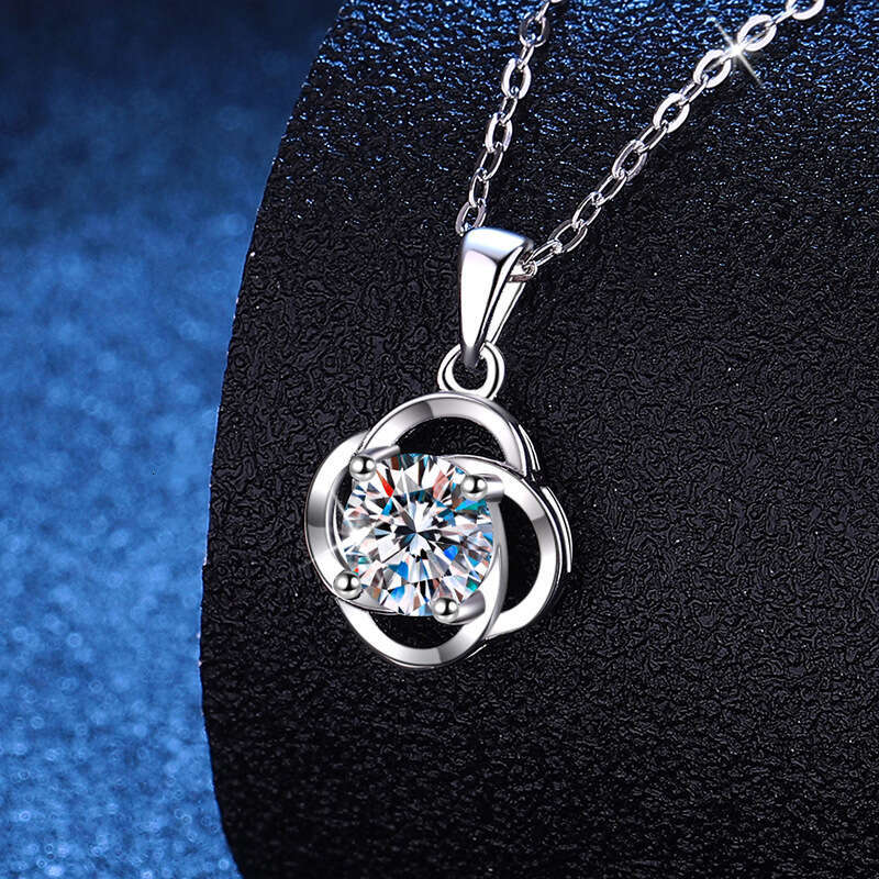 S925 Pure S925ier Pendant for Women Rotating Korean S925tyle 1 caratS925 D Color MoiS925S925anite Valentine'S925 Day Necklace c31