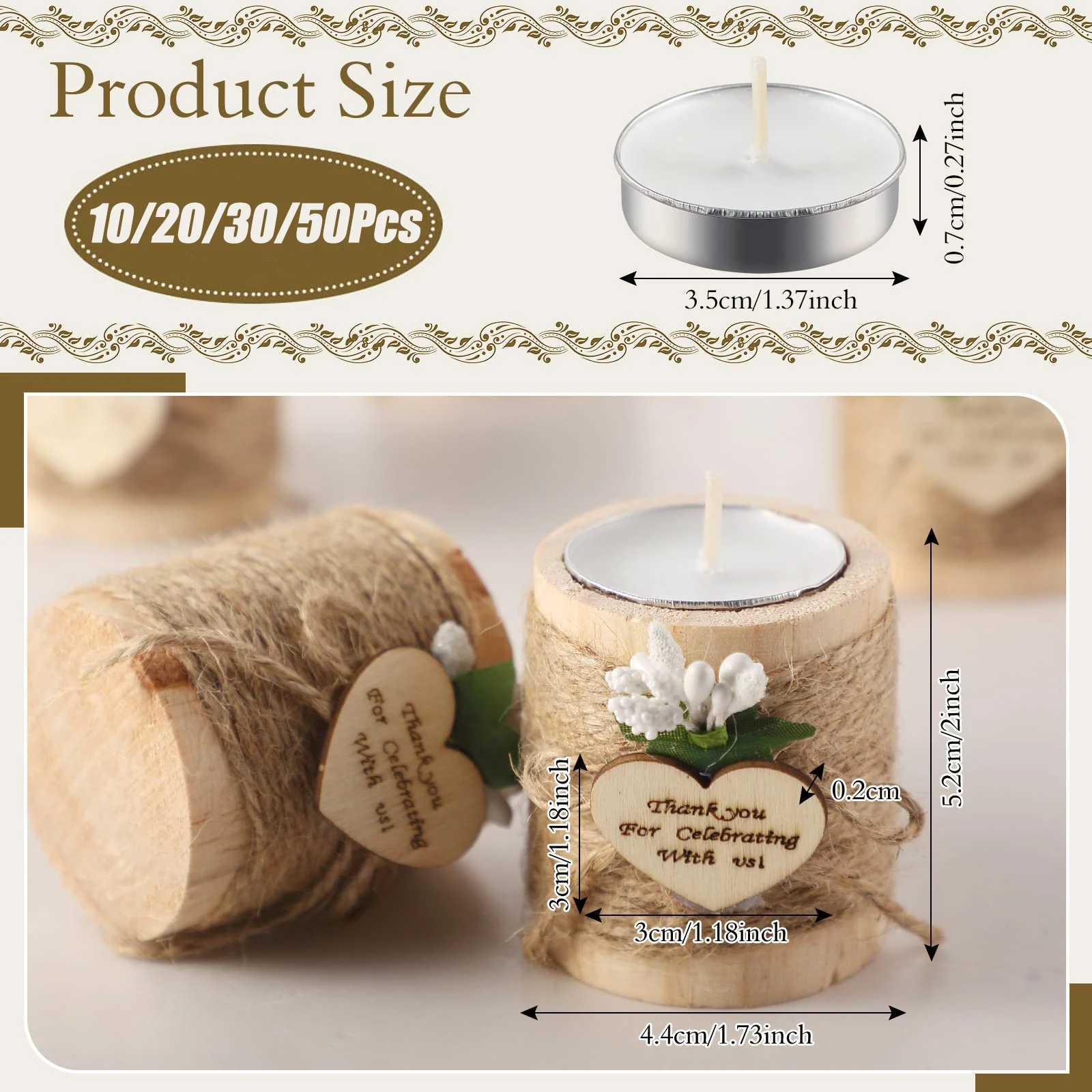 10-50Pcs Wedding Candles Favors for Guests Gift Wood Tealight Candle Holder Bulk Bridal Shower Tealight Holder Thank You Gifts W250704