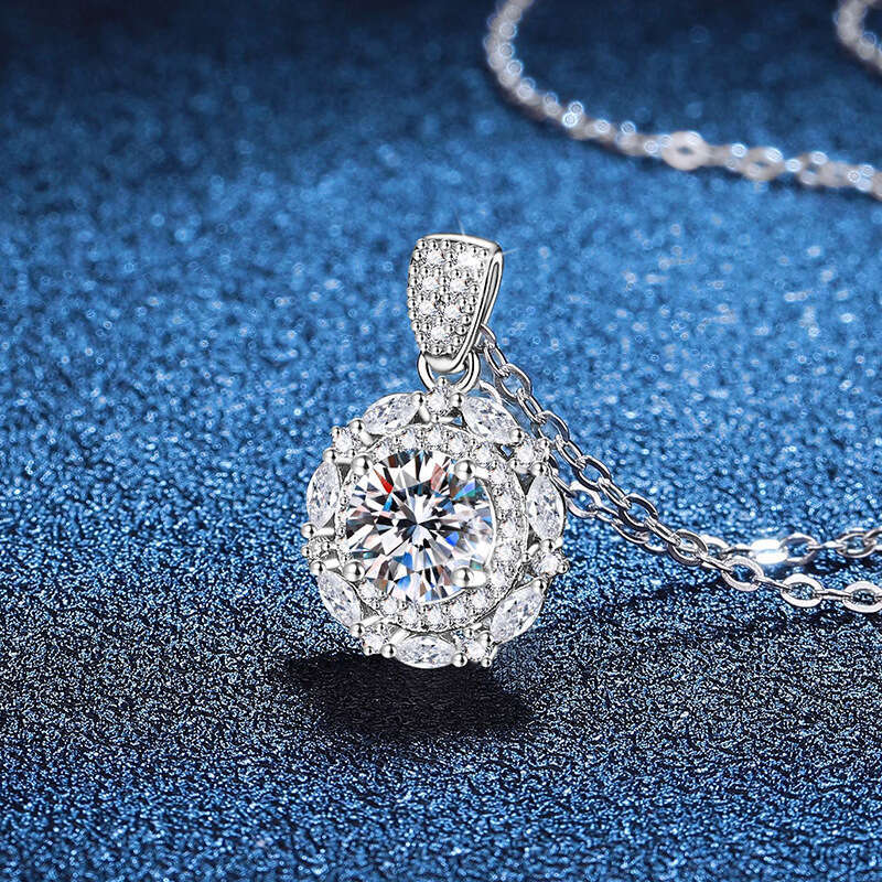 S925 Pure S925ier S925parkling S925tarry S925ky 1 caratS925 D Color MoiS925S925anite Necklace f93