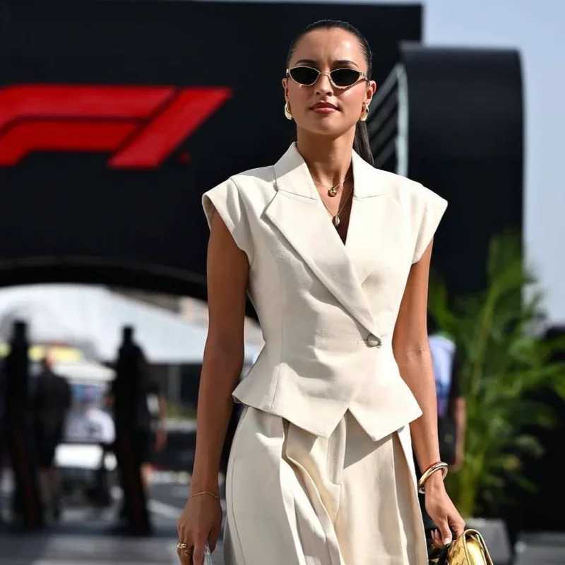 Vintage Top Pant Suit For Women Lapel Slveless V-neck Slimming Tops Loose Pocket Breasted Pants 2025 New Summer Commuter Sets X250704