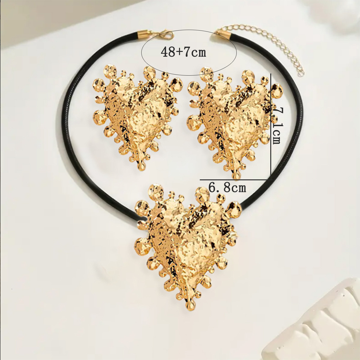 Trendy New Irregular Heart Earrings Necklace Set Personality Fashion Elegant Light Exquisite Jewelry