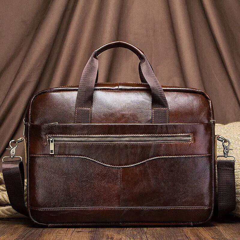 Leather Luxury Men's Briefcase - Durable for Laptops for Travel and Business