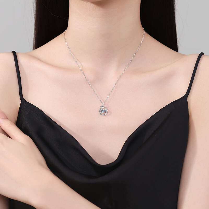 S925 Pure S925ier Necklace ChineS925e S925tyle Lucky Bag 2024 Dynamic Pendant MoiS925S925anite Collarbone Chain for Women 9cf