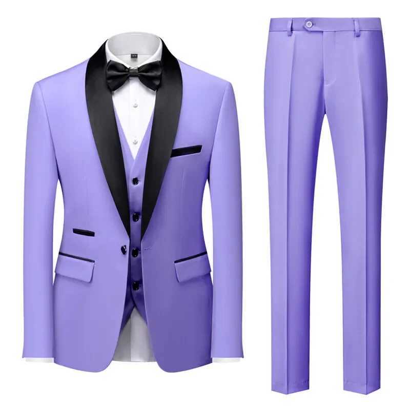 Mens Three-piece Suit Business/Wedding/Party Dress Jacket Vest Pants Red Gray Green Sets Asian Size M-6XL X250704