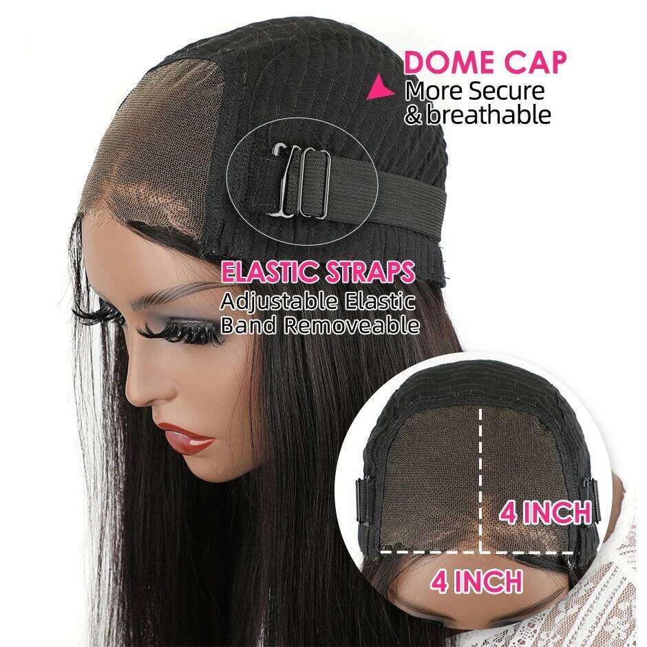 Wear And Bob For Women 180% Straight Glueless Ready To Go Human Hair Wigs Pre Cut Lace Air Wig Sale
