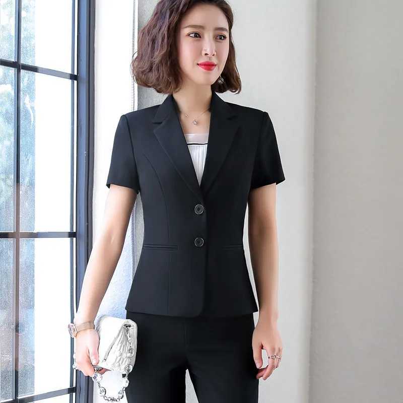 Naviu New Fashion Women Formal Suits Business Temperament Short Slve Slim Blazer and Trousers Office Ladies Work Wear X250704