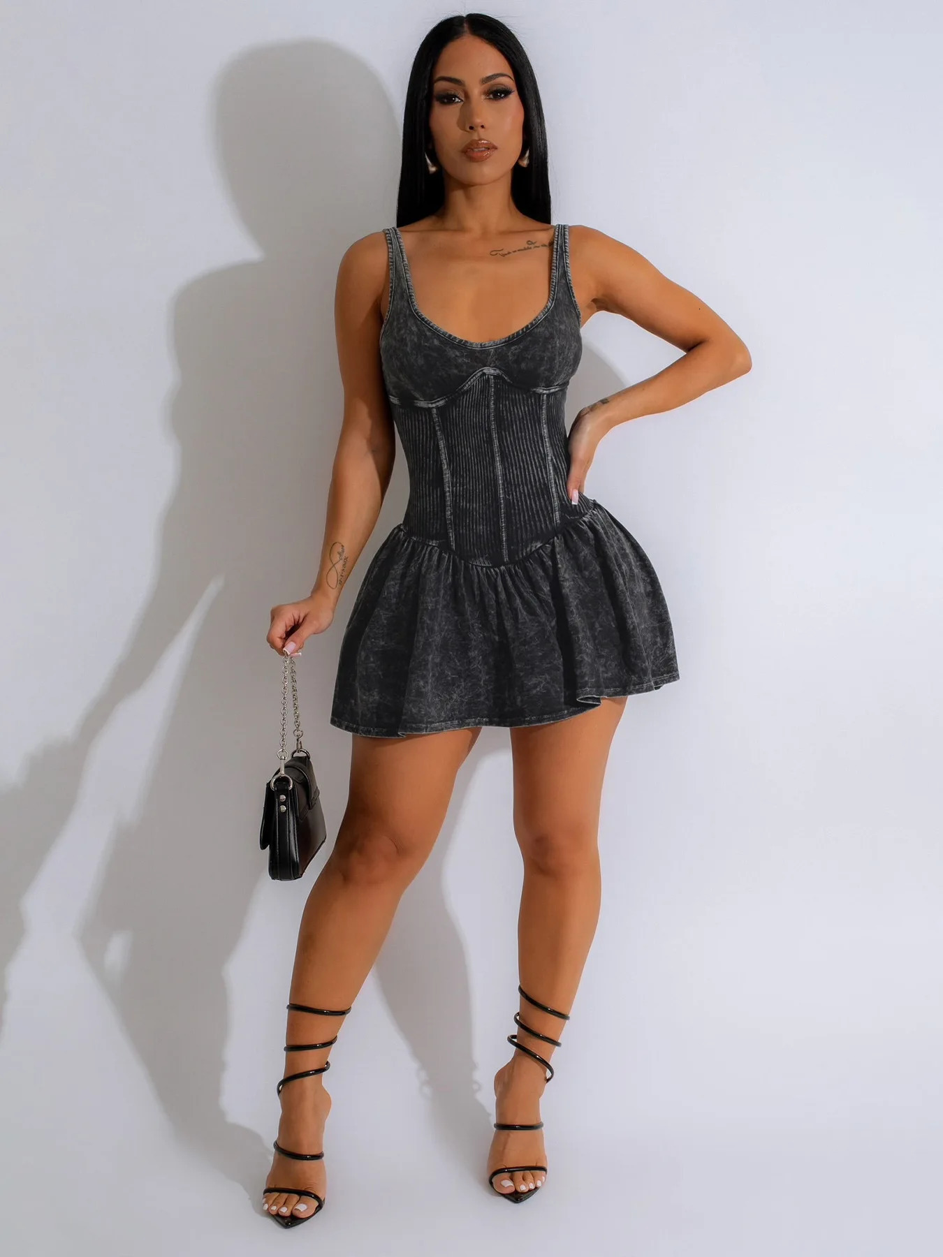 Womens Sexy Solid Color Summer Dress With Strap Tight Tank Top High Waist Slim Fit Mini Casual Dresses Y2k Dresses 250704