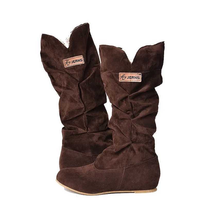 2024 New Mid-tube Snow Boots Hollow Cotton Thread Hook Lace Frosted Lady Boots Large Size Womens Shoes Z250704