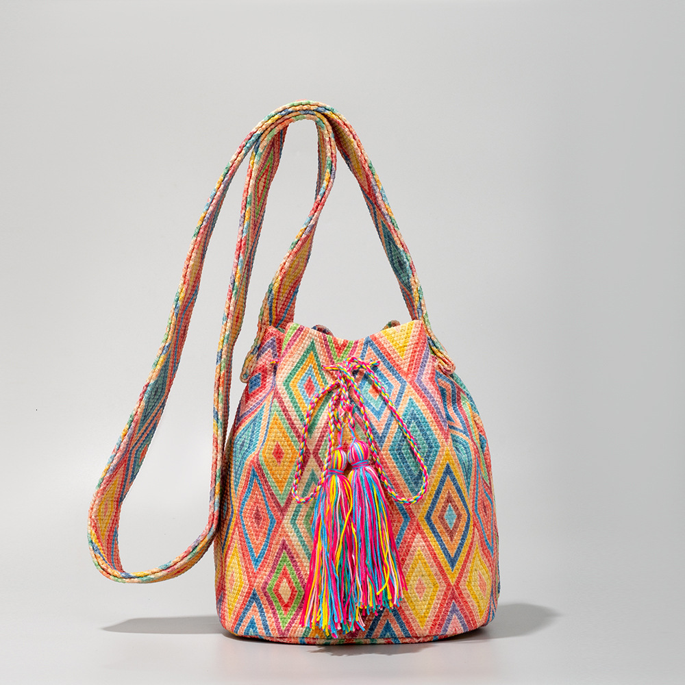 Free Shipping Designer Bucket Bag Bohemian Ethnic Style Women's Canvas Bag Printed New Canvas Commuting Bag