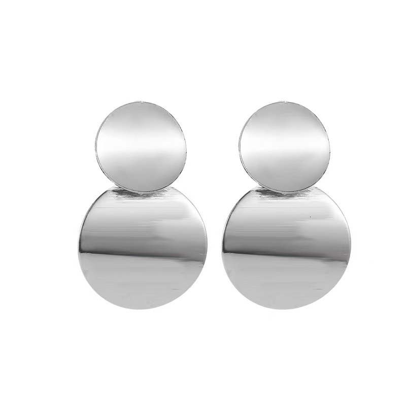 Round Alloy Ins Three-Dimensional Glossy Earrings Fashion Versatile Stylish Ear Studs Jewelry