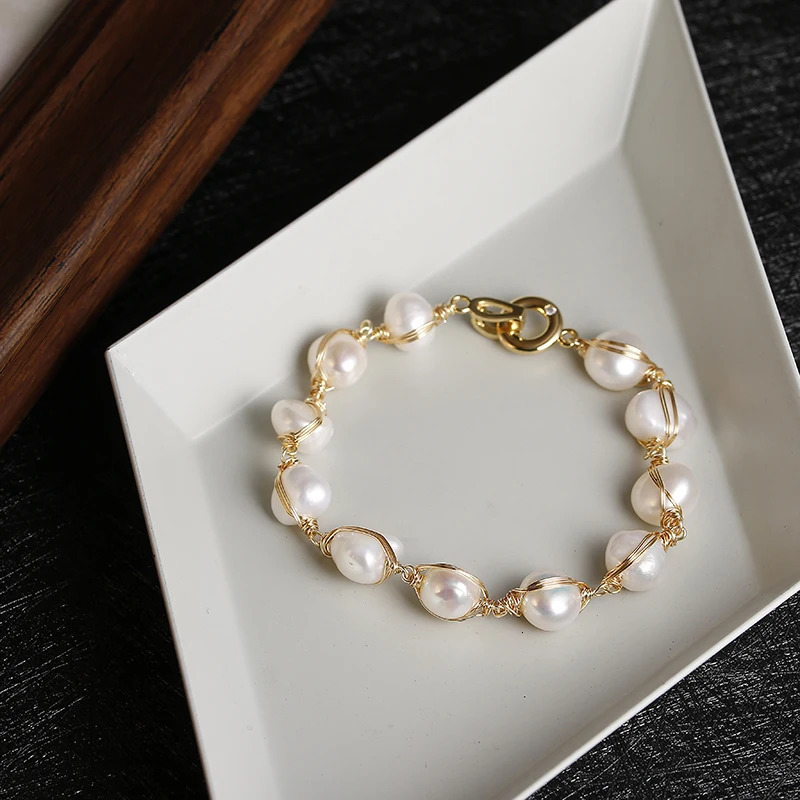 Original Handmade 14K Gold Filled Baroque Natural Freshwater Pearl Ladies Bracelet Promotion Jewelry For Women Birthday Gift 250628