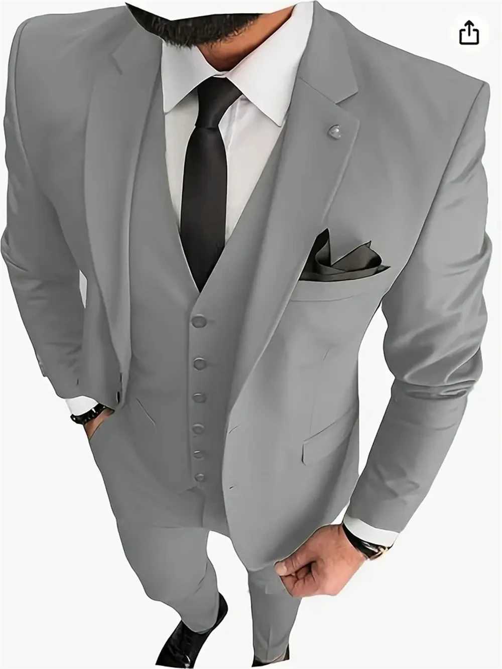 3pcs Mens Suits Business Suit Notch Lapel Blazer Formal Wedding Groom Pants Tux Vest Tuxedos (Blazer+vest+Pants) X250704