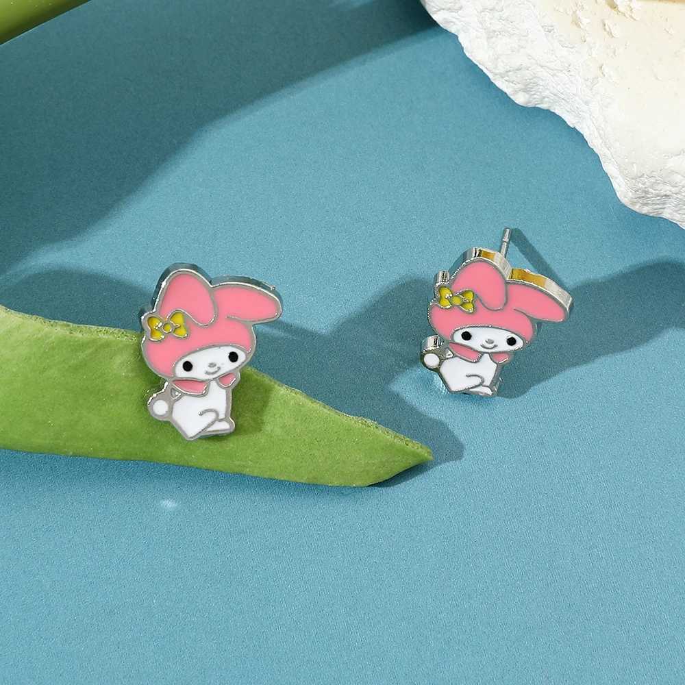 Sanrio Hello Kitty Melody Crystal Stud Earrings for Women Silver Plated Sanrio w250716