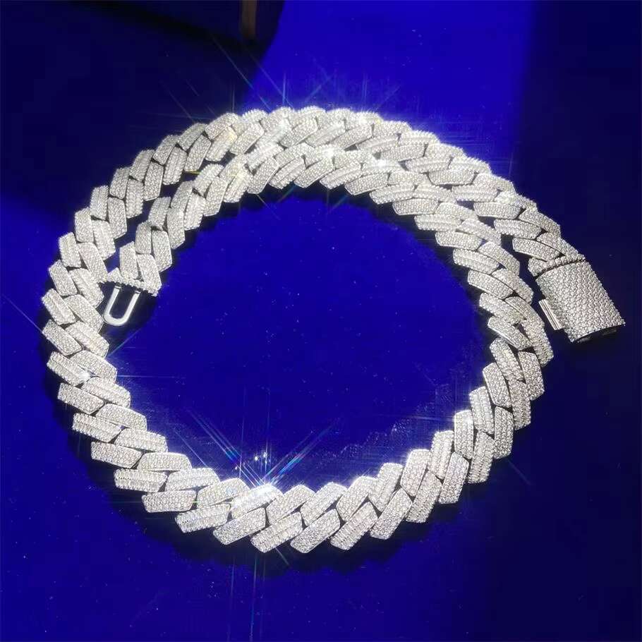 Fashion Iced Out Clear Cz Round Baguette Diamond Hip Hop 8MM Cuban Link Chain Necklace