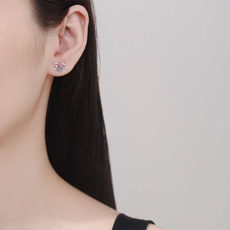 S925 Pure S925ier for Women Light Bowknot D Color 20 PointS925 MoiS925S925anite EarringS925 948