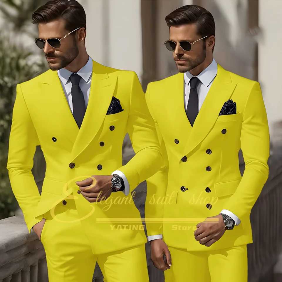 Formal Elegant Stylish Ivory Double Breasted 2 Piece Wedding Suits for Men Classic Tuxedo Bespoke For Groom Prom Party Dres X250704