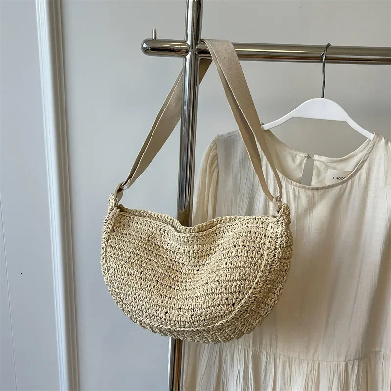 Forest Lazy Style Crossbody Bag Bohemian Handmade Grass Woven Bag Leisure Vacation Beach Womens Woven Dumpling Handbag 250701