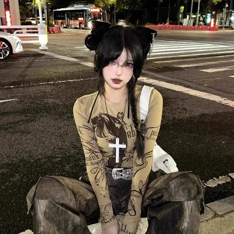 Gothic Cool Y2K Wood Cross Pendants Necklaces Unisex Black White Red Hip Hop Charm Chain Choker Necklace Fashion Jewelry 250701