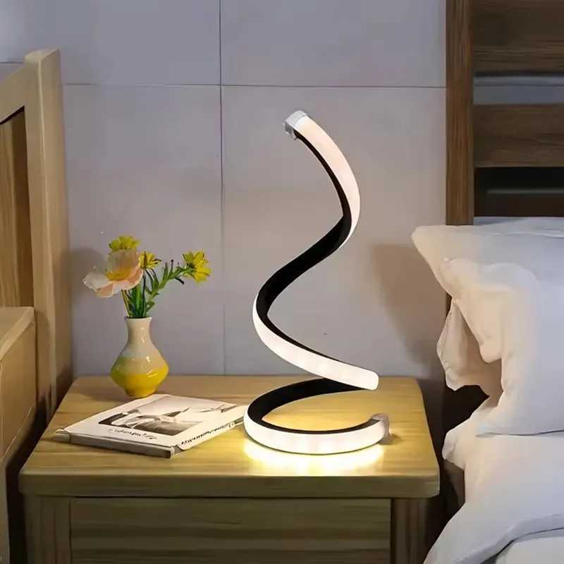 2025 new LED modern bedside lamp deformable spiral table lamp night lamp office living room bedroom decoration night lamp XJ250703