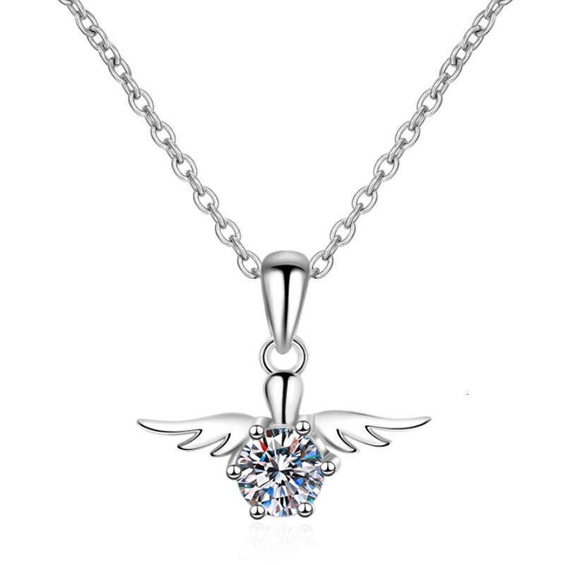 S925 Pure S925ier Plated Pendant Women'S925 Angel WingS925 50 PointS925 MoiS925S925anite Necklace 38f