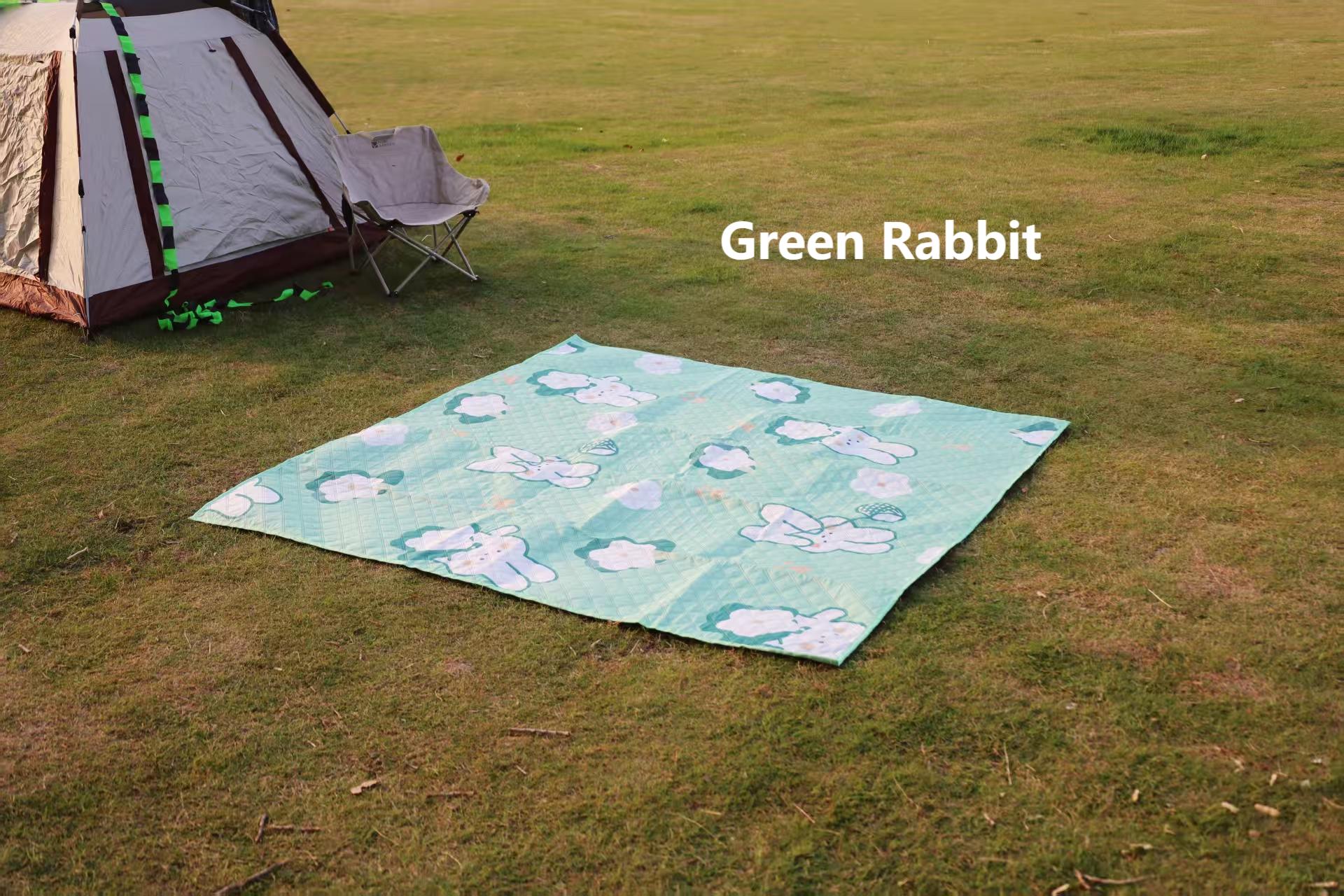 Camping picnic mat outdoor supplies portable thick more durable waterproof oxford cloth fun ground mat Green Rabbit