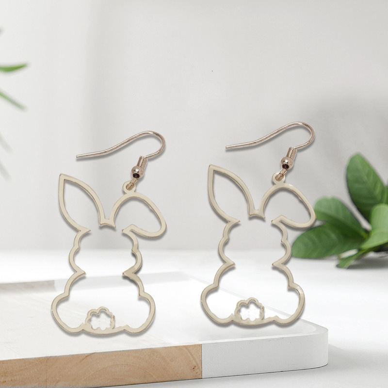 Fashion Cartoon Rabbit Cute Sweet Hollow Design Women's Earrings Trendy Versatile